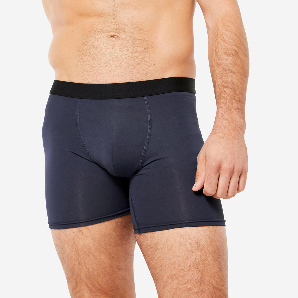 Lot de 3 boxers respirants en microfibre Homme - Bleu foncé/bleu/kaki